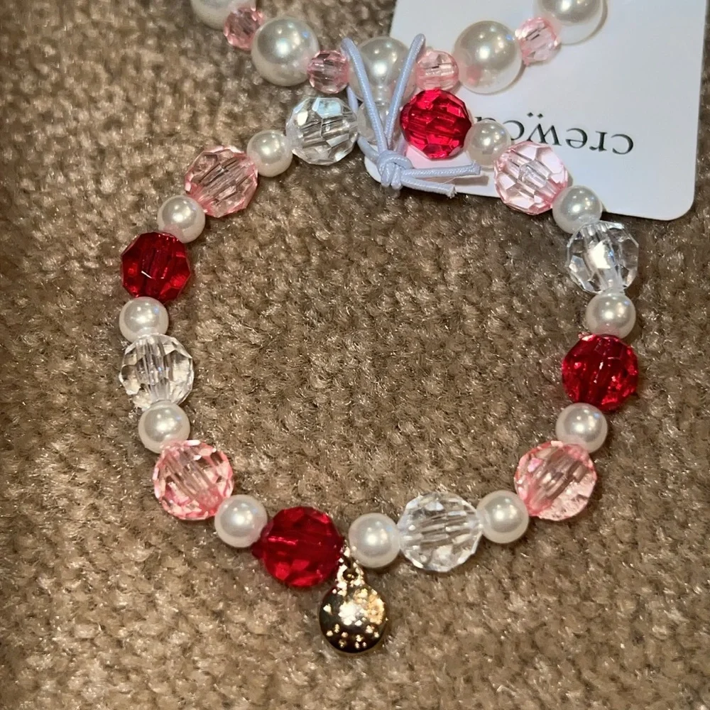 NWT J. Crew Kids 2 Beaded Valentine Bracelets, OS